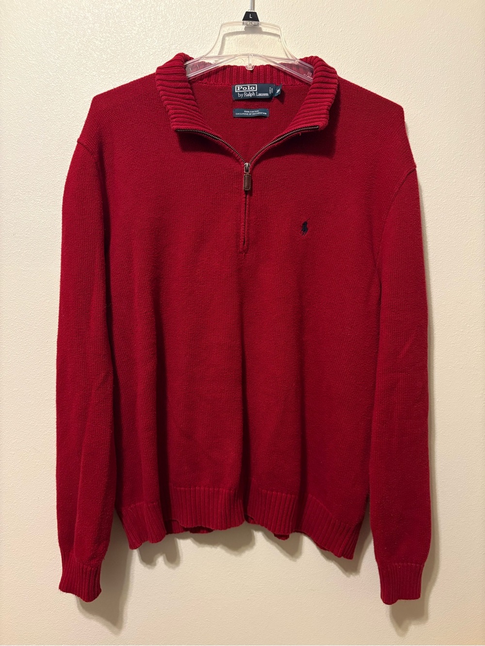 Ralph Lauren Men's Red Zip-Neck Sweater